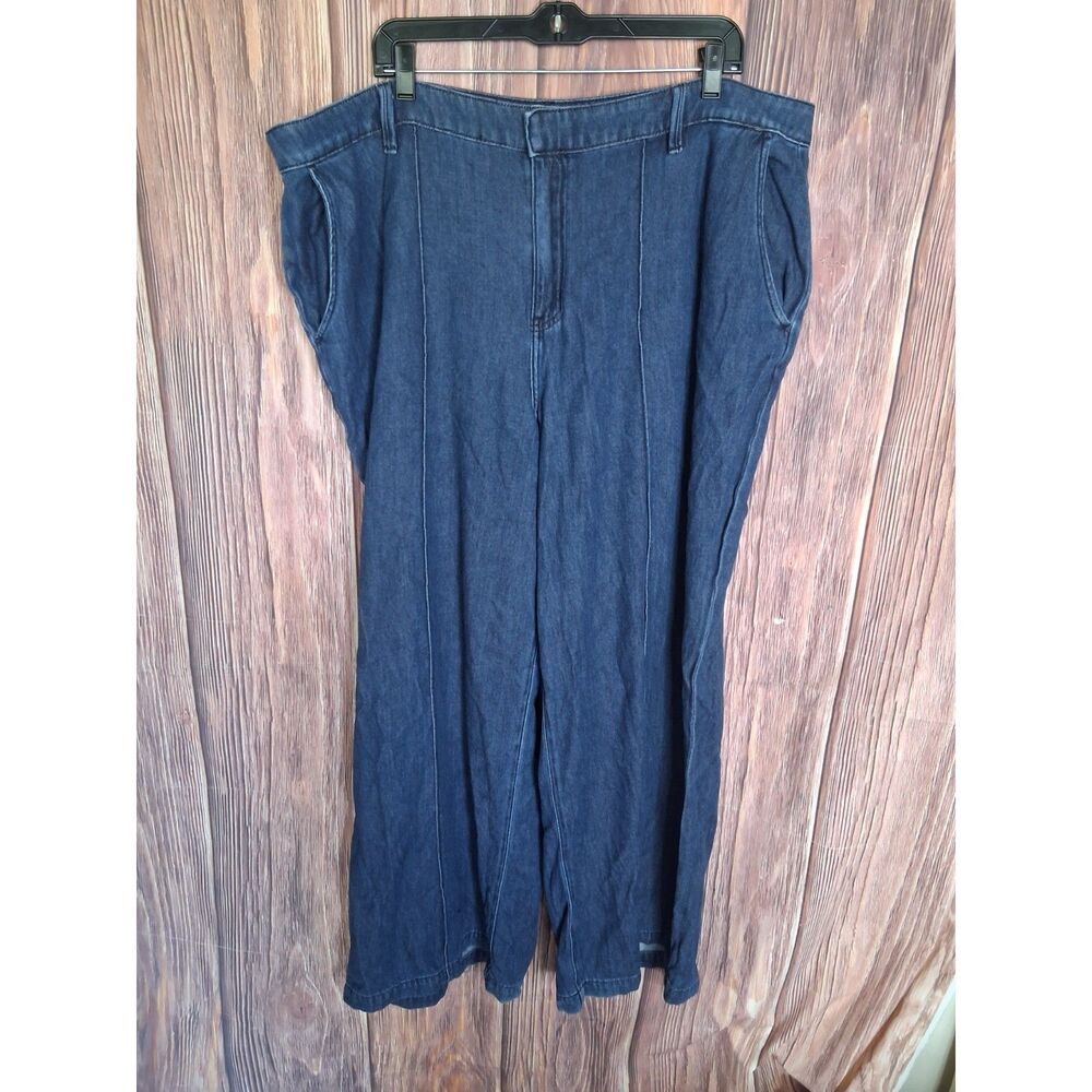 Lane Bryant high rise wide leg dark denim jeans size 22 retro minimalist boho